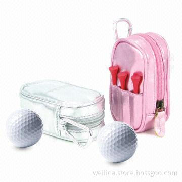 Shiny PU Leather Golf Ball Bags, Measures 5.5 x 4 x 10.5cm, Customized Logos Welcomed